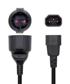 Adaptador Alimentación Aisens A132-0467/ C14 Macho - CEE7 Hembra/ 25cm/ Negro