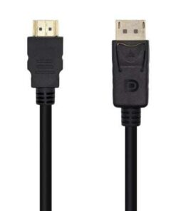 Cable Conversor Aisens A125-0459/ DisplayPort Macho - HDMI Macho/ Hasta 5W/ 2300Mbps /1m/ Negro