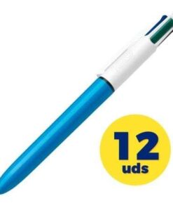 Caja de Bolígrafos de Tinta de Aceite Retráctil Bic Medium Original 889969/ 12 unidades/ 4 Colores de Tinta/ Cuerpo Color Azul