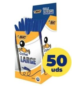 Caja de Bolígrafos de Tinta de Aceite Bic Cristal Large 880656/ 50 unidades/ Azules