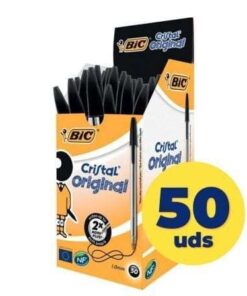 Caja de Bolígrafos de Tinta de Aceite Bic Cristal Original 8373639/ 50 unidades/ Negros