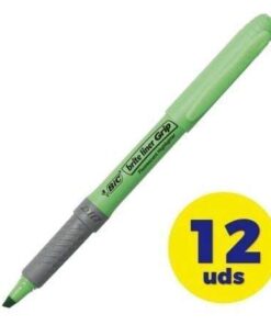 Caja de Marcadores Fluorescentes Bic Brite Liner Grip/ 12 unidades/ Verdes