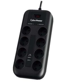 Regleta con Interruptor Cyberpower P0820SUD0-DE/ 8 Tomas de corriente/ 2 USB/ Cable 1.8m/ Negra