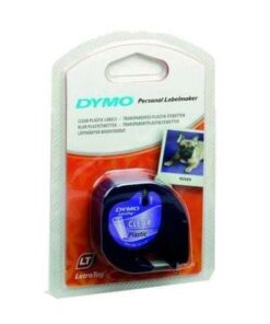 Cinta Rotuladora Adhesiva de Plástico Dymo 12267/ para Letratag/ 12mm x 4m/ Negra-Transparente