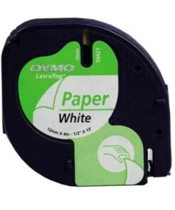 Cinta Rotuladora Adhesiva de Papel Dymo 59421/ para Letratag/ 12mm x 4m/ Blanca