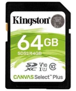Tarjeta de Memoria Kingston CANVAS Select Plus 64GB SD XC/ Clase 10/ 100MBs
