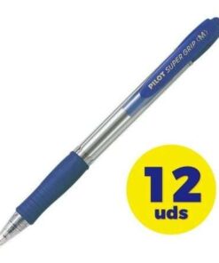Caja de Bolígrafos de Tinta de Aceite Retráctil Pilot Super Grip M/ 12 unidades/ Azules
