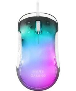 Ratón Gaming Mars Gaming MMGLOWW/ Hasta 12800 DPI/ Blanco