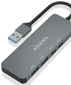 Hub USB 3.2 Aisens A106-0696/ 2xUSB/ 2xUSB Tipo-C/ Gris