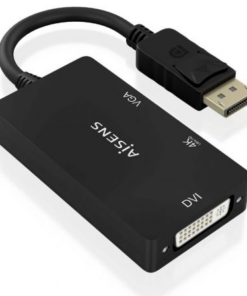 Cable Conversor Aisens A125-0861/ DisplayPort Macho/ VGA Hembra - DVI Hembra - HDMI 4K Hembra/ 15cm/ Negro