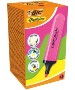 Caja de Marcadores Fluorescentes Bic Highlighter Flat Neón/ 12 unidades/ Rosas