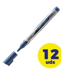Caja de Rotuladores de Punta Redonda para Pizarra Bic Velleda 902087/ 1.5mm/ 12 unidades/ Azules