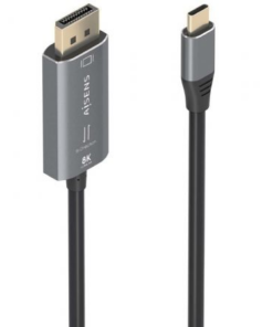 Cable Conversor Aisens A109-0880/ USB Tipo-C Macho - DisplayPort Macho/ 1.8m/ Negro