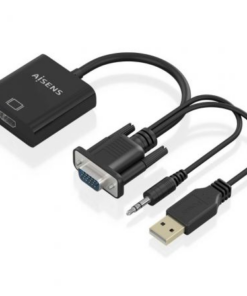 Cable Conversor Aisens A115-0872 SVGA Macho - USB Macho/ Jack Macho - HDMI Hembra/ 20cm/ Negro