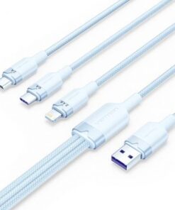 Cable USB 2.0 Lightning Vention CTPLG/ USB Macho/ USB Tipo-C Macho - MicroUSB Macho - Lightning Macho/ 1.5m/ Azul