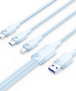 Cable USB 2.0 Lightning Vention CTRLG/ USB Macho/ USB Tipo-C Macho - MicroUSB Macho - Lightning Macho/ 1.5m/ Azul
