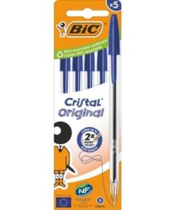 Bolígrafo de Tinta de Aceite Bic Cristal Original 516344/ 5 unidades/ Azul