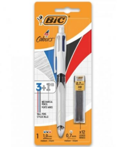 Bolígrafo de Tinta de Aceite Retráctil Bic 4 Colours 942103/ 1 unidad/ 4 Colores de Tinta/ Cuerpo Color Blanco