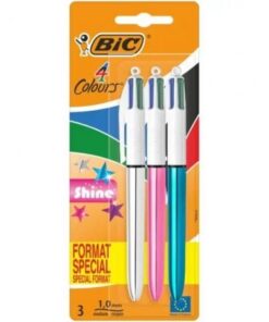 Bolígrafos de Tinta de Aceite Retráctil Bic 4 Colors Shine 9122751/ 3 unidades/ 4 Colores de Tinta/ Cuerpo Color Brillante