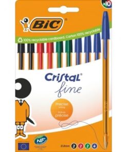 Bolígrafos de Tinta de Aceite Bic Cristal Fine 516356/ 10 unidades/ Colores Surtidos