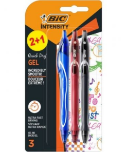 Bolígrafo de Tinta de Gel Retráctil Bic Gelocity Quick Dry 972035/ 3 unidades/ Surtidos