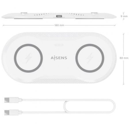 Base de carga inalámbrica aisens asch-15w2wc059-w/ 15w/ blanco - Imagen 4