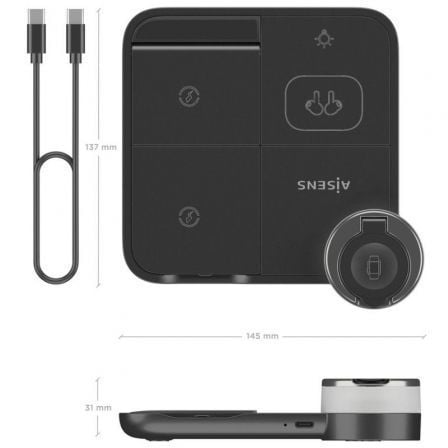 Base de carga inalámbrica aisens asch-15w4wc062-bk/ 15w/ negro - Imagen 5