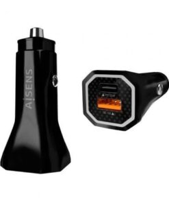 Cargador de coche aisens asch-car2pqc-bk/ 1xusb-tipo c/ 1xusb/ 38w
