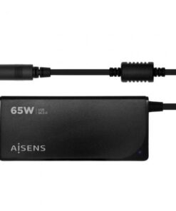 Cargador de portátil aisens aslc-65wauto-bk/ 65w/ automático/ 9 conectores/ voltaje 18.5-20v/ 1 usb qc3.0