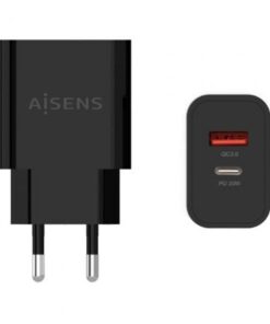 Cargador de pared aisens a110-0682/ 1xusb tipo-c/ 1x usb/ 20w