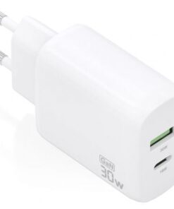 Cargador de pared gan aisens a110-0923/ 1xusb tipo-c/ 1xusb/ 30w/ blanco