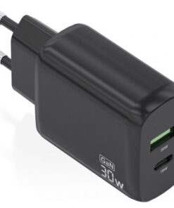 Cargador de pared gan aisens a110-0924/ 1xusb tipo-c/ 1xusb/ 30w/ negro
