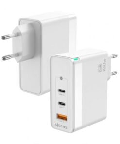Cargador de pared gan aisens asch-100w3p008-w/ 2xusb tipo-c/ 1x usb/ 100w
