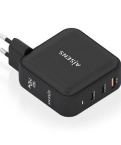 Cargador de pared gan aisens asch-140w3p031-bk/ 2xusb tipo-c/ 1xusb/ 140w