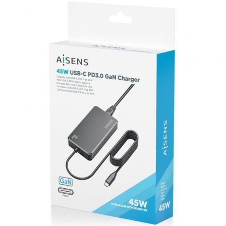 Cargador sobremesa gan aisens asch-1pd45d067-bk/ 1xusb tipo-c/ 45w - Imagen 5