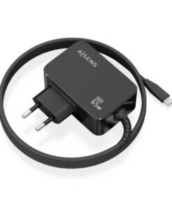 Cargador de pared gan aisens asch-1pd65wl033-bk/ 1xusb tipo-c + cable 1.8m/ 65w