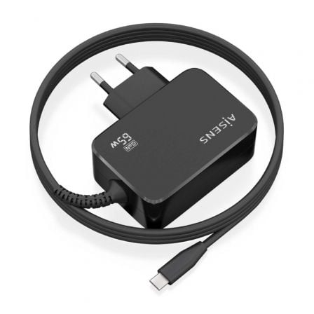Cargador de pared gan aisens asch-1pd65wl033-bk/ 1xusb tipo-c + cable 1.8m/ 65w - Imagen 2