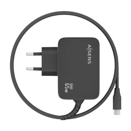 Cargador de pared gan aisens asch-1pd65wl033-bk/ 1xusb tipo-c + cable 1.8m/ 65w - Imagen 3