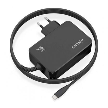 Cargador de pared gan aisens asch-1pd90wl034-bk/ 1xusb tipo-c + cable 1.8m/ 90w - Imagen 2