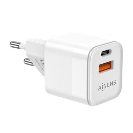 Cargador de pared gan aisens asch-20w2p002-w/ 1xusb tipo-c/ 1xusb/ 20w - Imagen 2