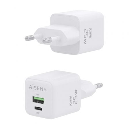 Cargador de pared gan aisens asch-25w2p014-w/ 1xusb tipo-c/ 1xusb/ 25w - Imagen 3