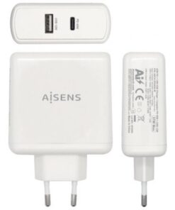 Alternative view of Cargador de pared aisens asch-2pd45a-w/ 1xusb tipo-c/ 1x usb/ 57w