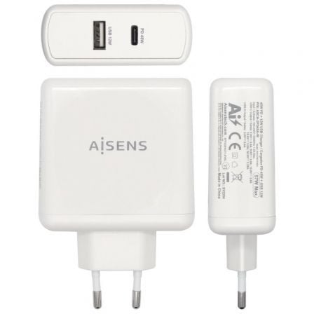Cargador de pared aisens asch-2pd45a-w/ 1xusb tipo-c/ 1x usb/ 57w - Imagen 2
