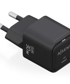 Cargador de pared gan aisens asch-30w1p019-bk/ 1xusb tipo-c/ 30w