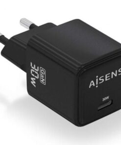 Cargador de pared gan aisens asch-30w1p036-bk/ 1xusb tipo-c/ 30w