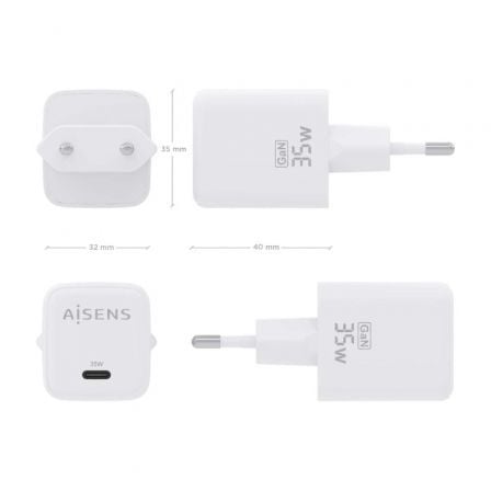 Cargador de pared gan aisens asch-35w1p016-w/ 1xusb tipo-c/ 35w - Imagen 4