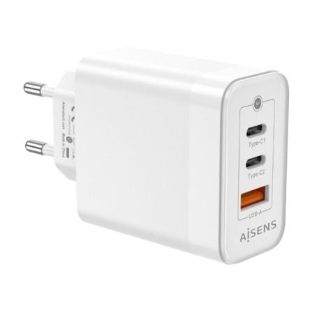 Cargador de pared gan aisens asch-65w3p007-w/ 2xusb tipo-c/ 1x usb/ 65w - Imagen 2