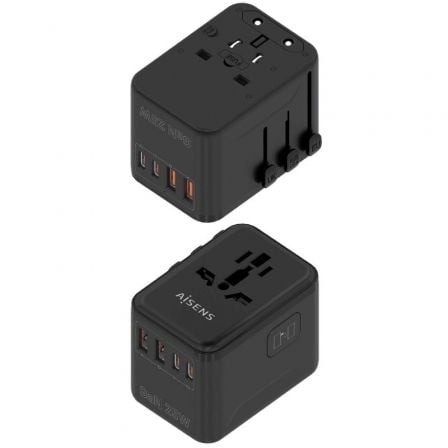 Cargador de pared universal gan para viaje aisens asps-2a2c08-bk/ toma de corriente universal/ 2xusb tipo-c/ 2xusb/ 25w - Imagen 2