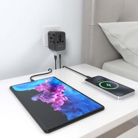 Cargador de pared universal gan para viaje aisens asps-2a3c09-bk/ toma de corriente universal/ 3xusb tipo-c/ 2xusb/ 35w - Imagen 5