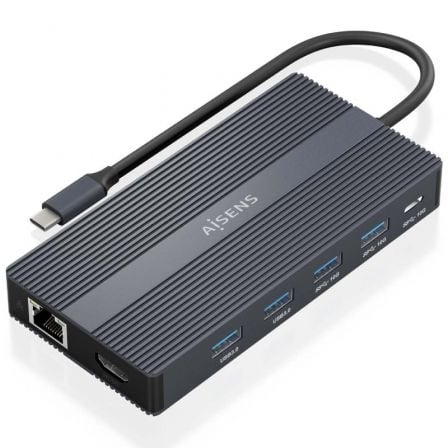 Docking usb tipo-c aisens asuc-12p017-gr/ 2xhdmi 4k/ 4xusb/ 1xusb tipo-c/ 1xrj45/ 1xdisplayport/ 1xlector tarjetas/ 1xusb - Imagen 2